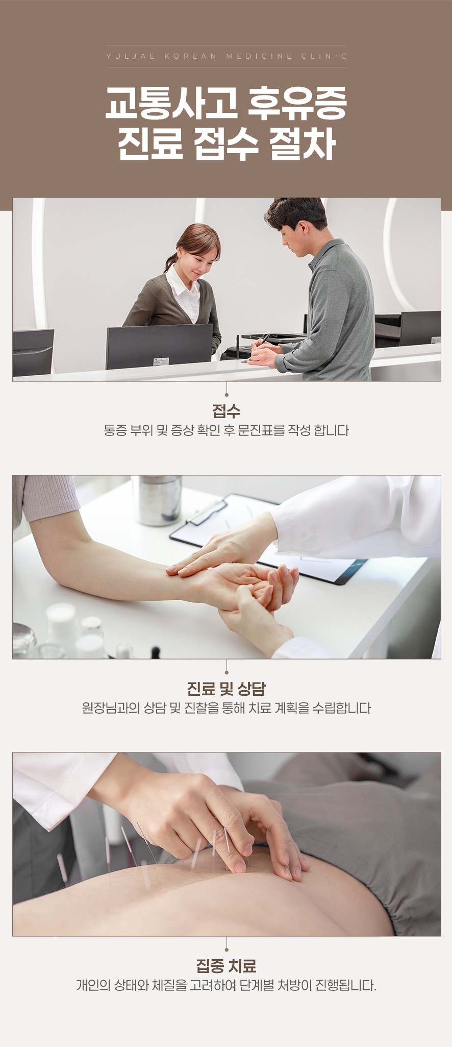 교통사고후유증 치료 접수 절차(접수, 진료및상담,집중치료)